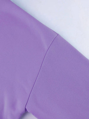 Heliotrope purple hoodie sleeve detail, casual basic apparel.