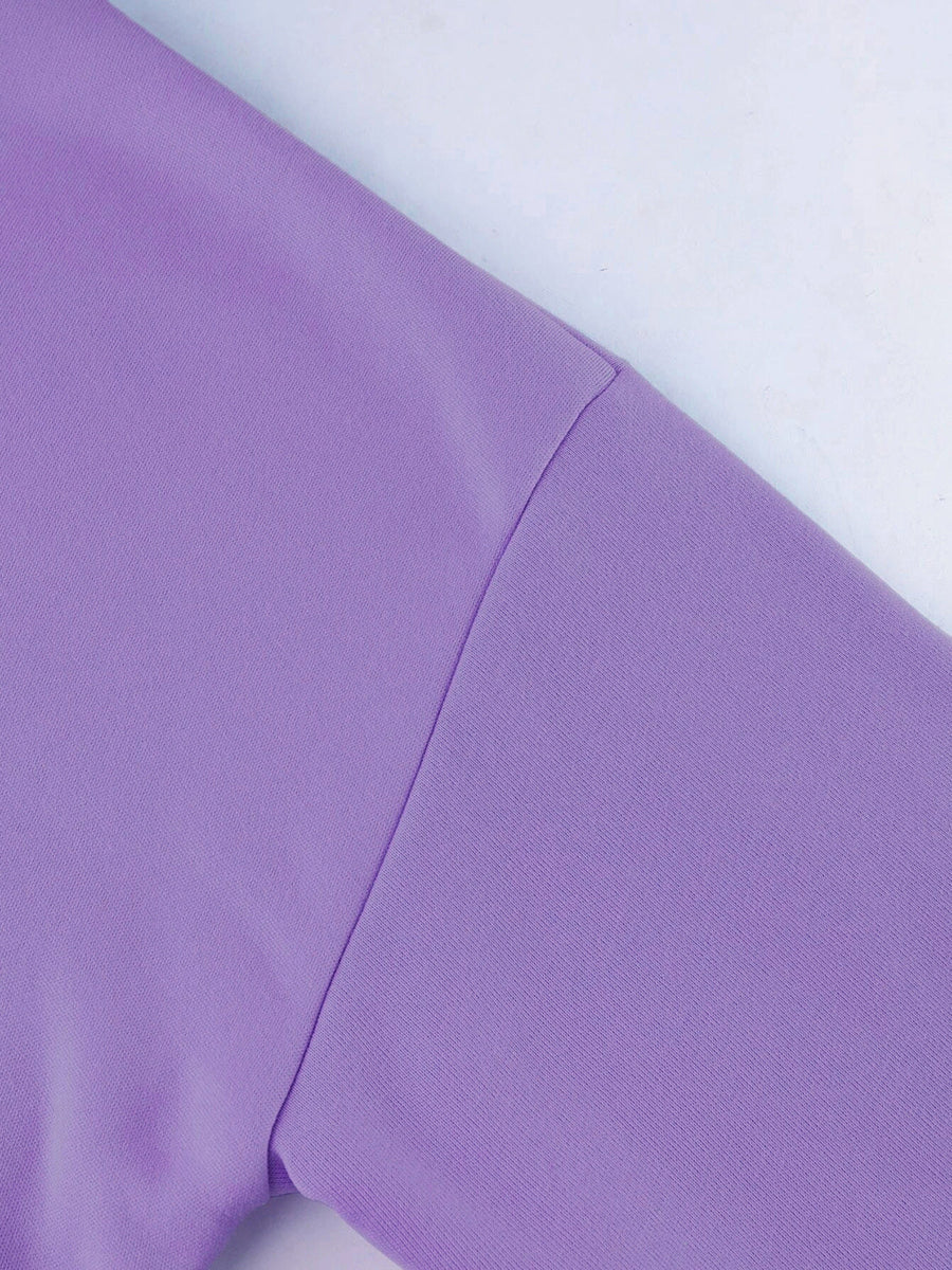 Heliotrope purple hoodie sleeve detail, casual basic apparel.
