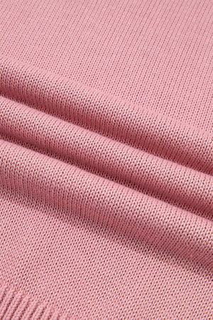 Multicolor Western Colorblock Striped Sweater in Dusty Pink with exposed seam