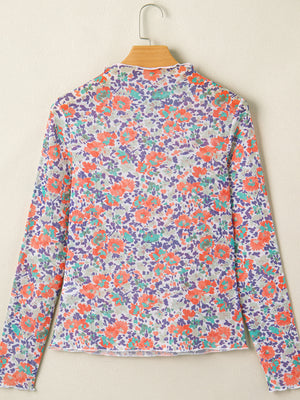 romantic blouse in lavender with mock neck