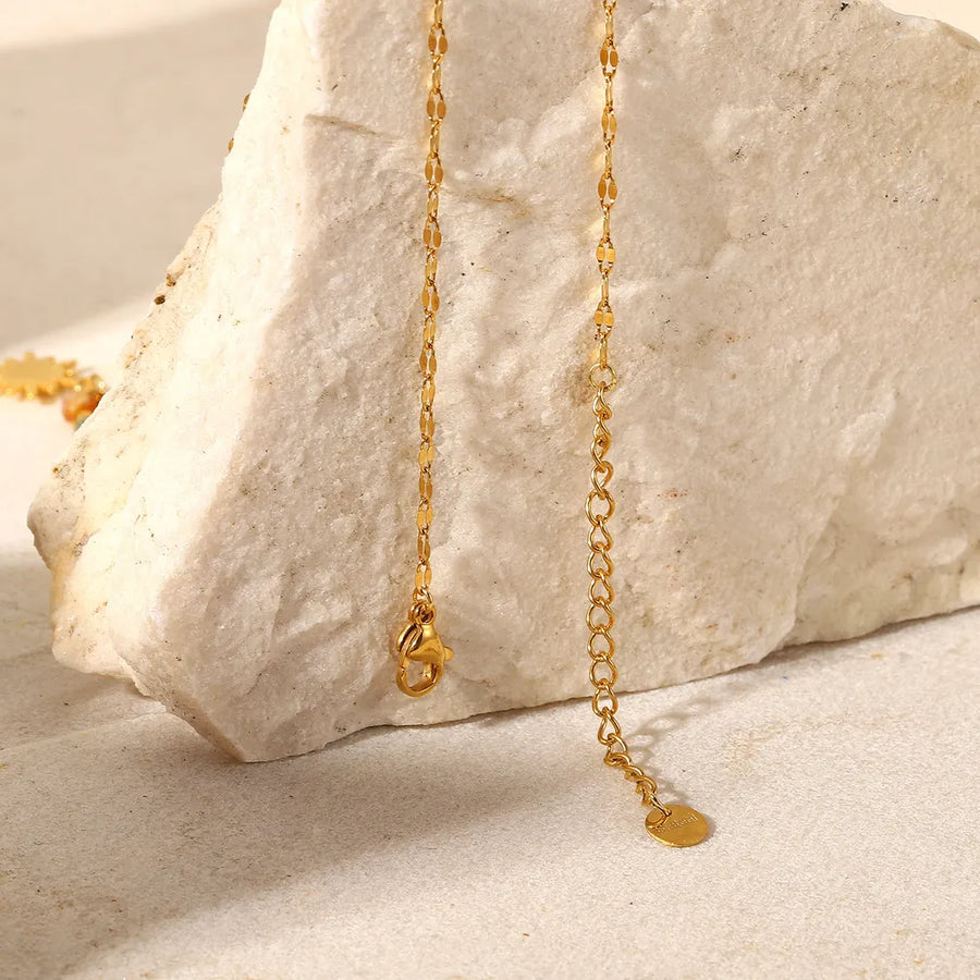 18K Gold-Plated, Stainless Steel Care instructions: Avoid wearing during exercis necklace in orange with straight silhouette
