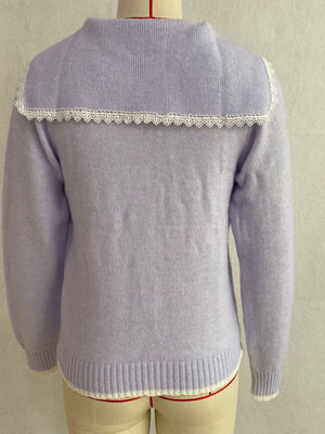 classic cardigan in Gray with collared