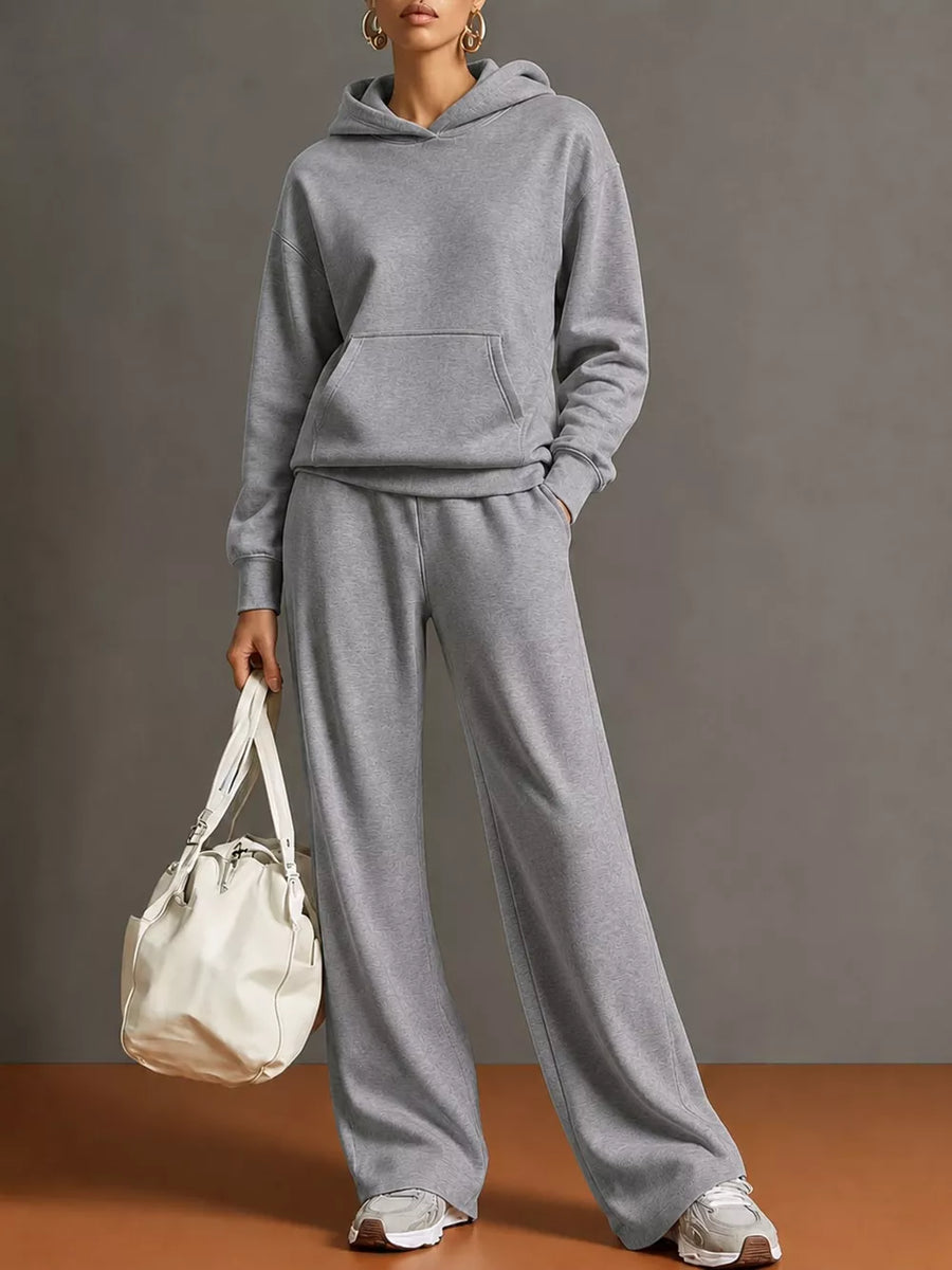 lounge set in Beige with hooded and long sleeve