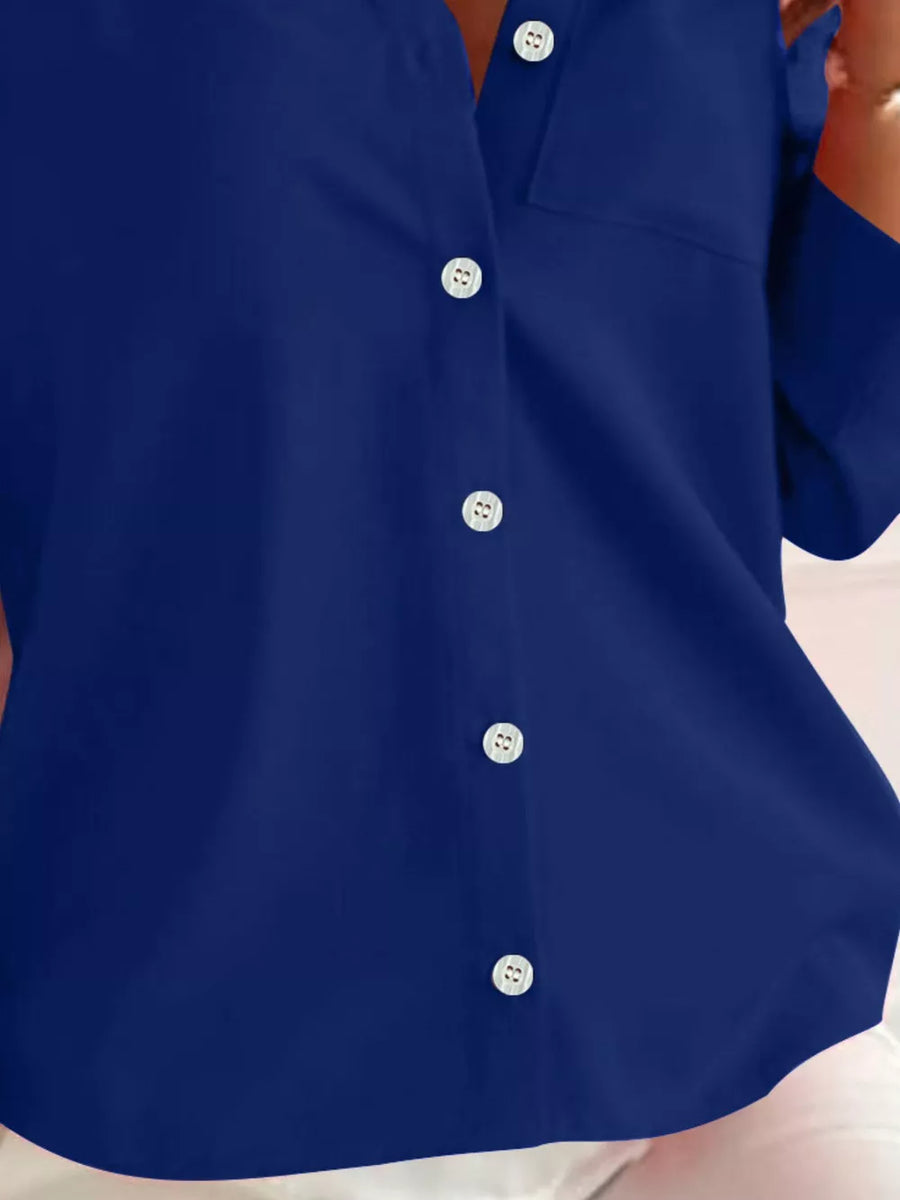 Button-down Roll-up Sleeve Shirt in Green with roll-tab sleeves