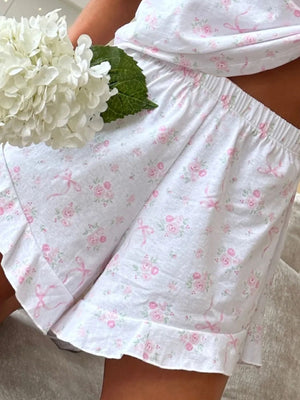 Pink pajama set with pullover and ditsy floral