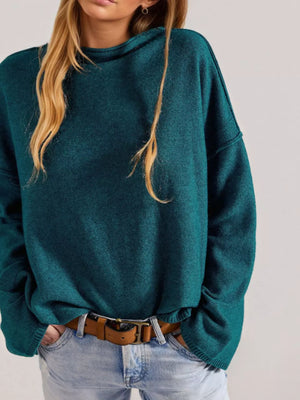 minimalist mock neck sweater in ivory with mock neck