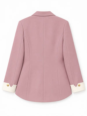 Full Size Single-Breasted Blazer With Gold Buttons in Red