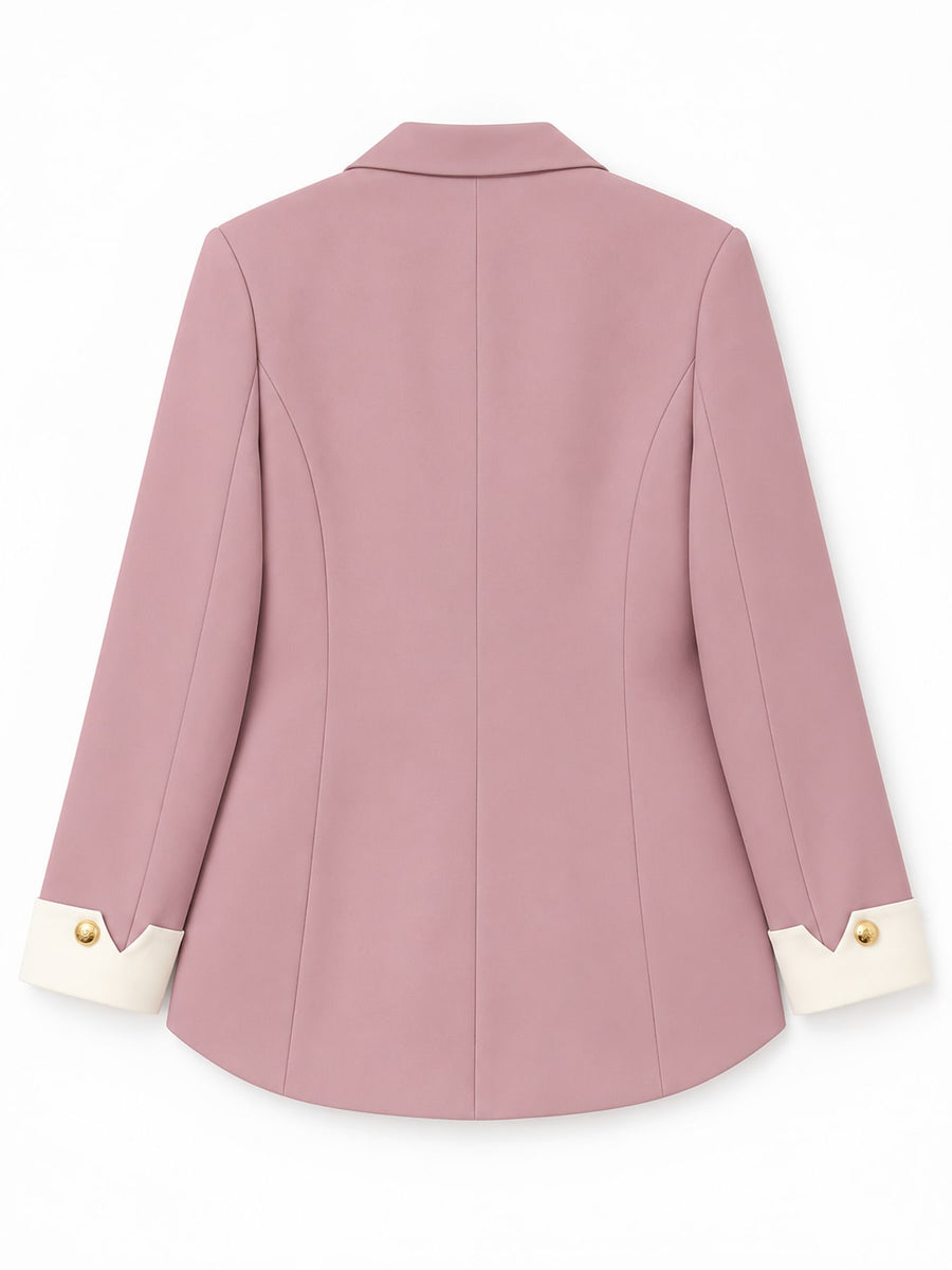 Full Size Single-Breasted Blazer With Gold Buttons in Red