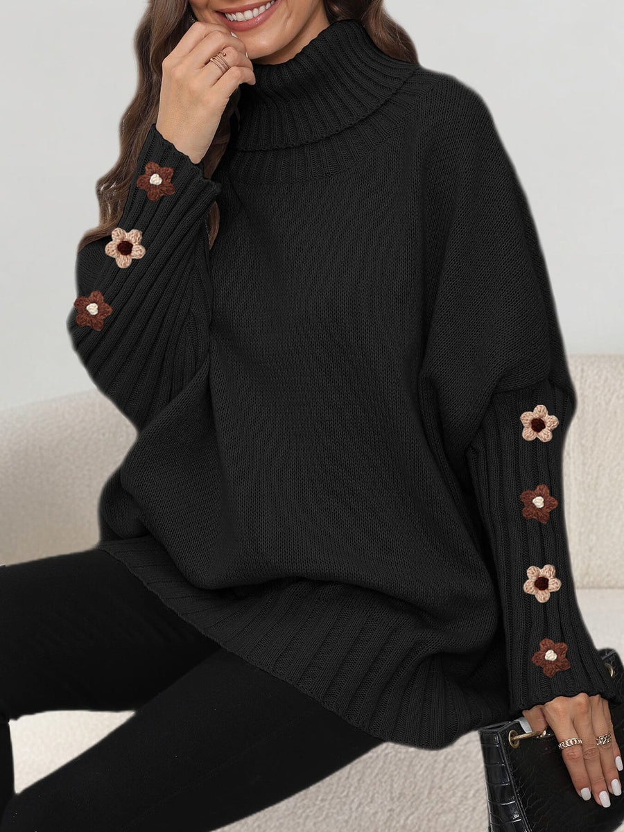 romantic turtleneck sweater in Apricot Color with turtleneck