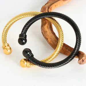 bracelet featuring twisted cable in Silver with 18K Gold-Plated,Stainless Steel Care instructions: Avoid wearing during