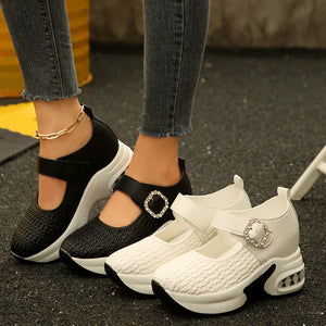 black Mary Jane shoes with woven texture and not applicable