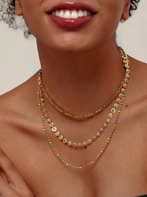 necklace in Gold with beaded and layered design