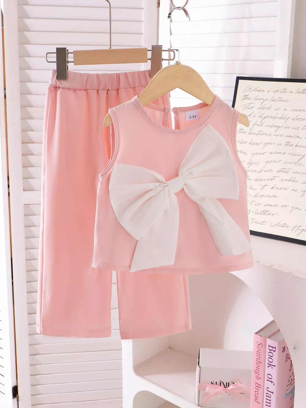 Children's Bow Tank And Pants Set in Pink