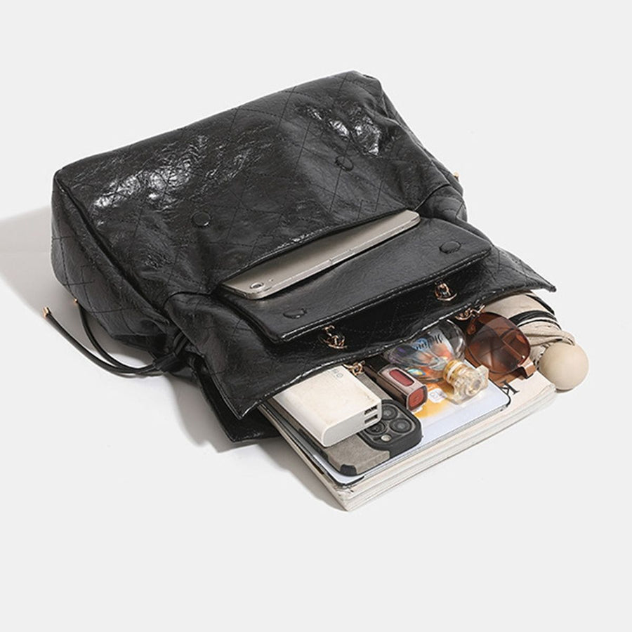 backpack featuring geometric in Black with PU Leather Imported Size &amp texture