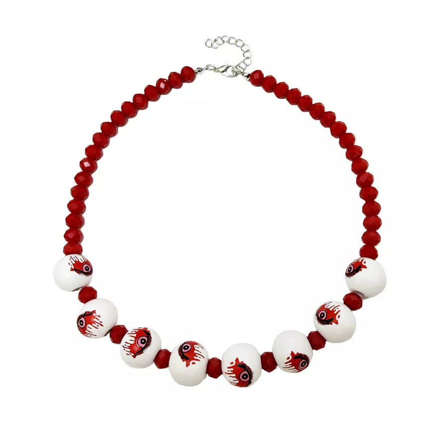 necklace featuring graphic in white with Resin,Zinc alloy,wood Care instructions: While wearing the pearl jewelry, avoid