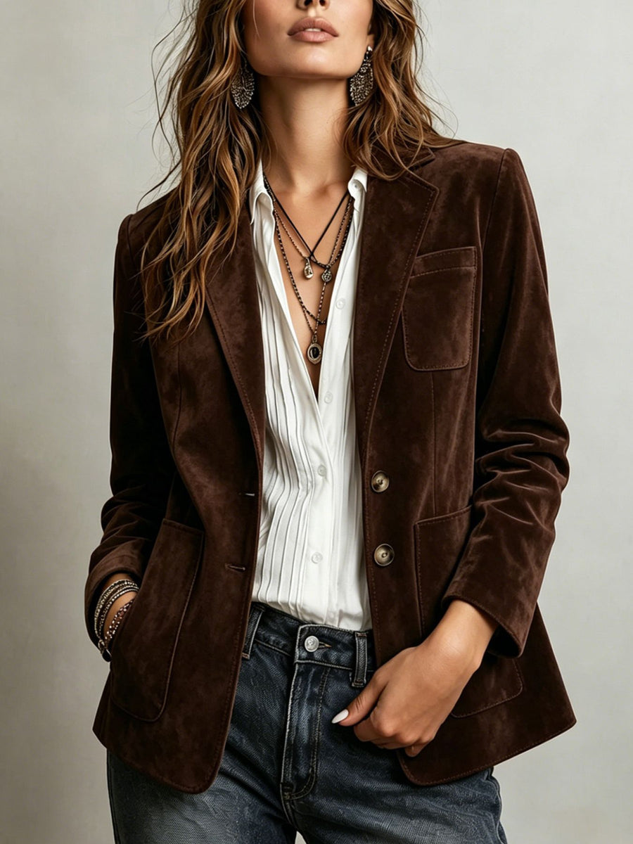 classic blazer in Coffee Brown with notch lapel