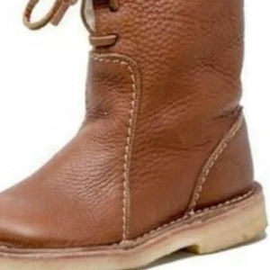 boots in Beige with round toe and mid-calf