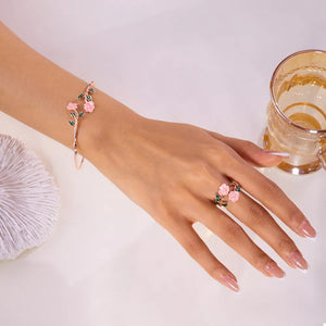 Jewelry Set featuring floral in green with 18K Rose Gold-Plated, 18K Gold-Plated, Alloy, Copper Care instructions: Avoid we