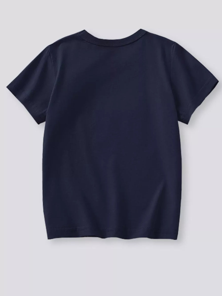 Navy blue crew neck t-shirt with short sleeves