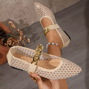 flats featuring geometric in Apricot with Mesh, Rubber Imported Size &amp texture