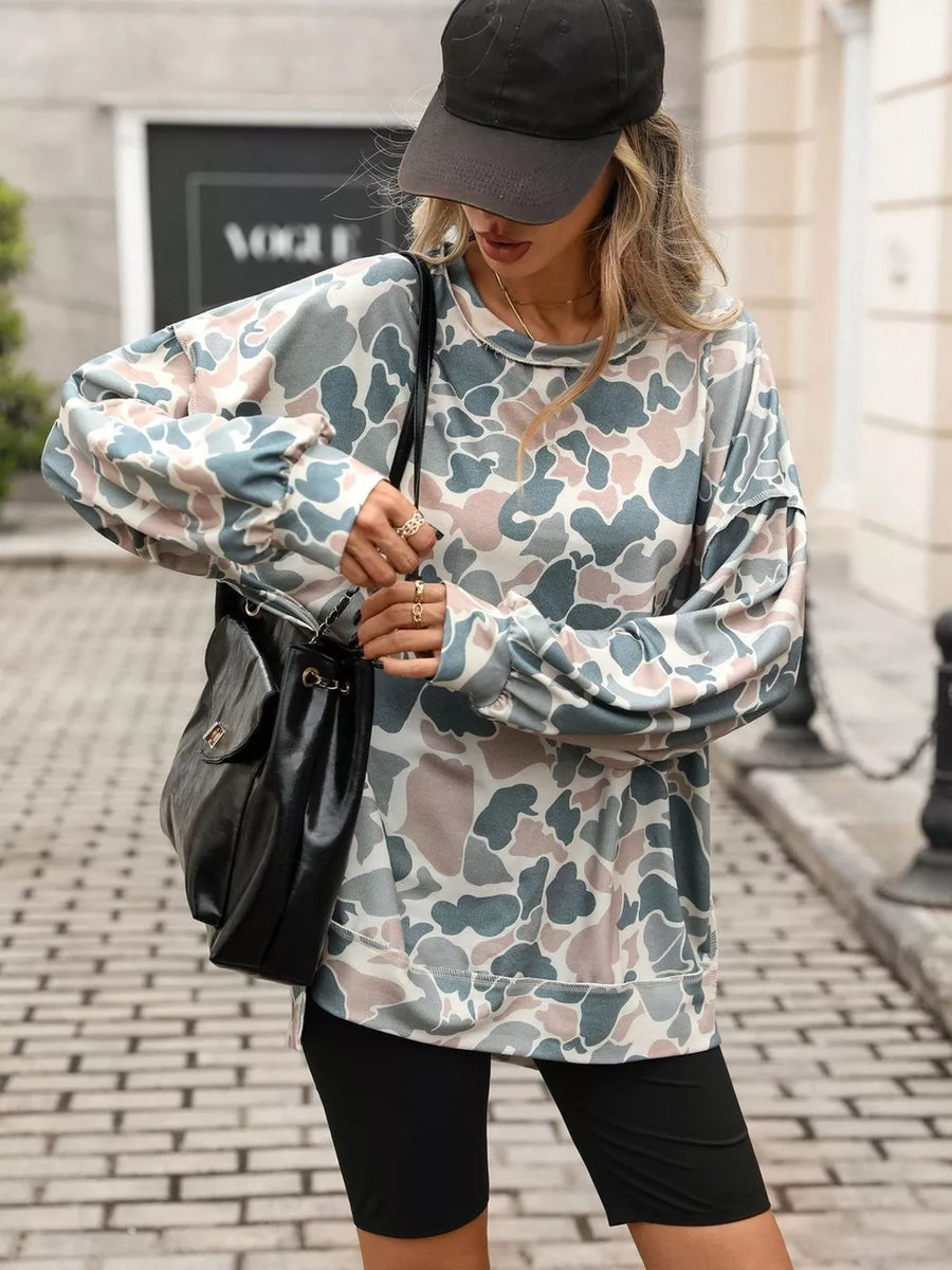 sweatshirt in dark gray with stretch and hip-length