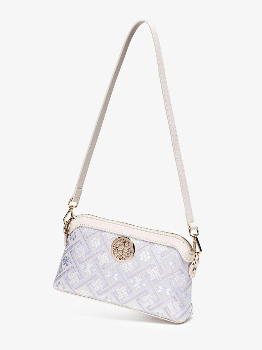 crossbody bag featuring geometric in White with PU Leather Imported Size &amp texture