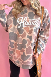 western sweatshirt in taupe with mock neck