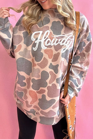 western sweatshirt in taupe with mock neck