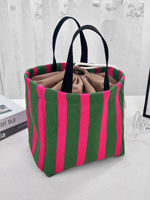 Striped Drawstring Medium Handbag in Style D