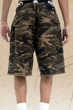 Men's Raw Hem Relaxed Fit Shorts in Black