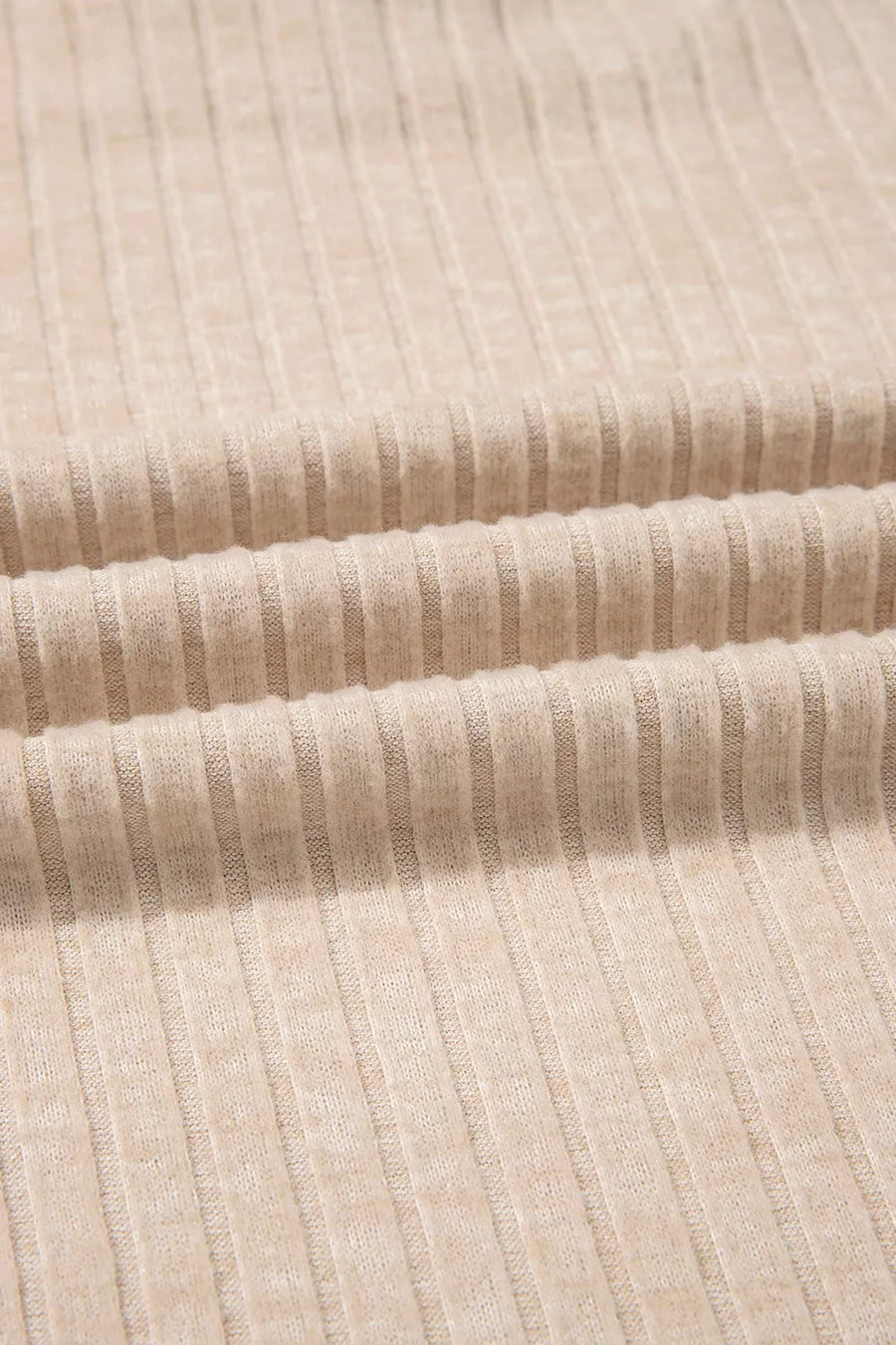 Ribbed Cowl Neck Long Sleeve Top in Khaki, view 11