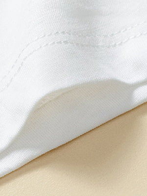 White cotton toddler t-shirt with double-stitched seams