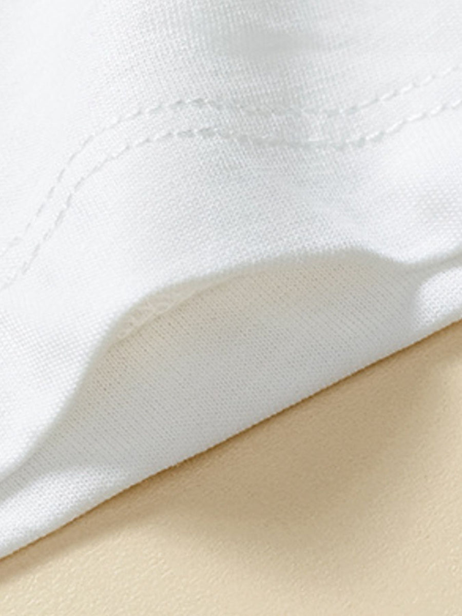 White cotton toddler t-shirt with double-stitched seams