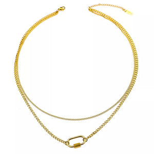 Gold necklace with curb chain and not applicable