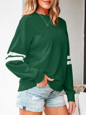 sweatshirt in Black with striped and dropped shoulder