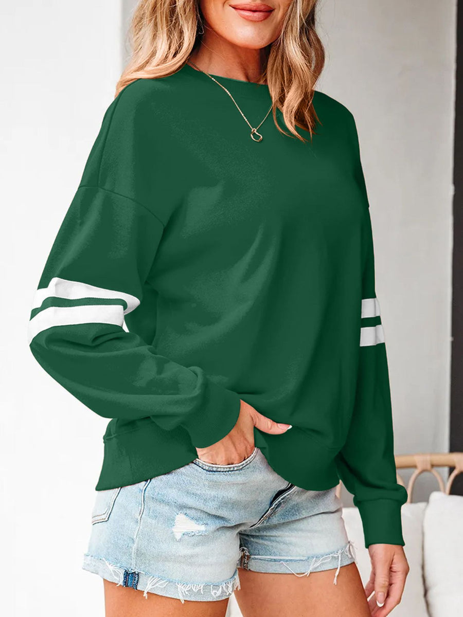 sweatshirt in Black with striped and dropped shoulder