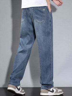 Men's Loose Fit Washed Jeans in Dark Gray