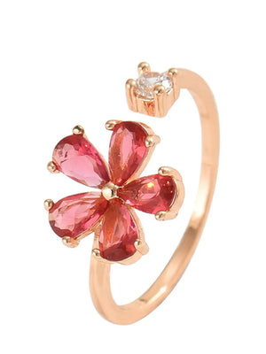 ring in gold with floral and 18K gold-plated