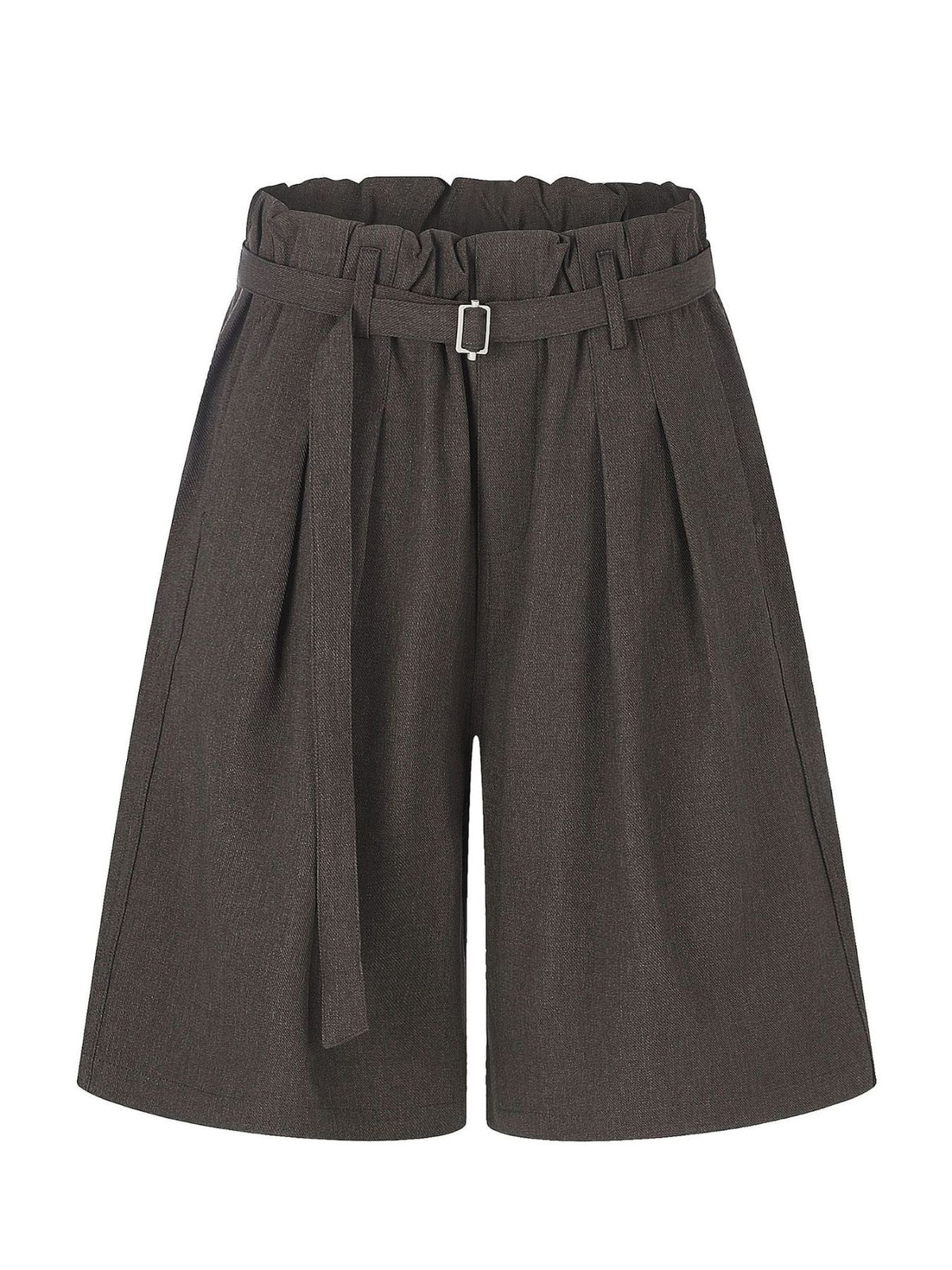 capris in charcoal featuring belted and wide-leg fit