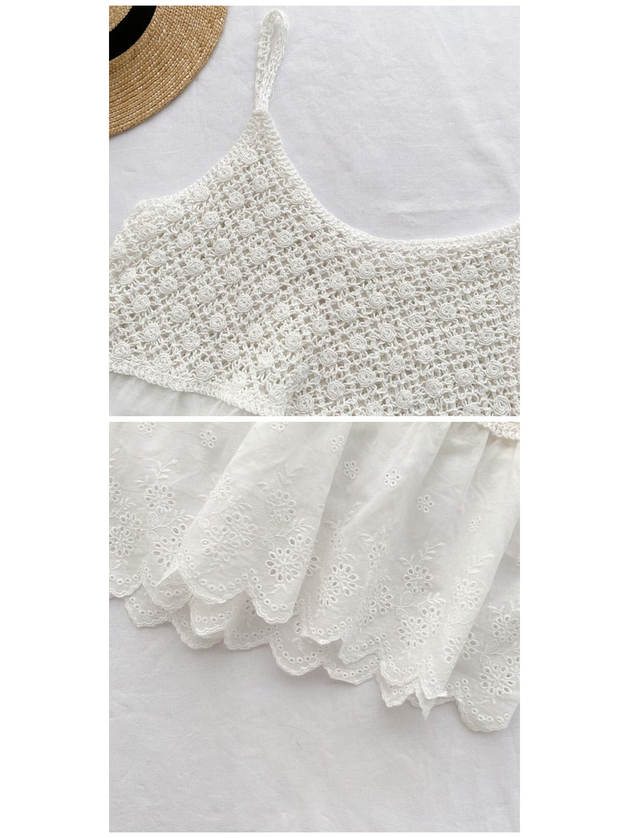 camisole in Apricot with floral and openwork