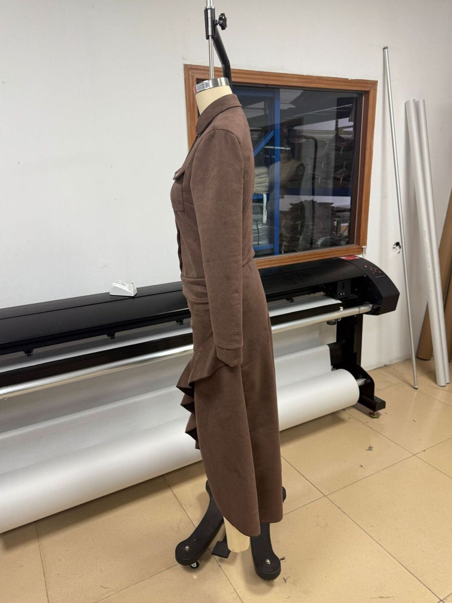 dark brown maxi dress with maxi and button-front