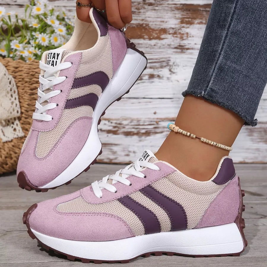 Brown Lace Up Round Toe Sneakers