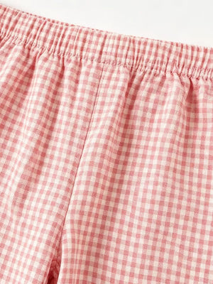 Light Yellow, Children's Ruffled Plaid Top And Pants Set in Light Yellow
