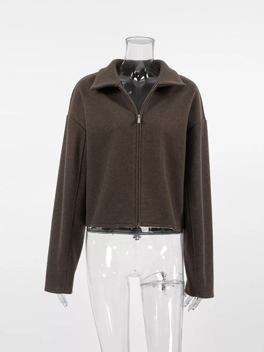 minimalist jacket in Brown with collared