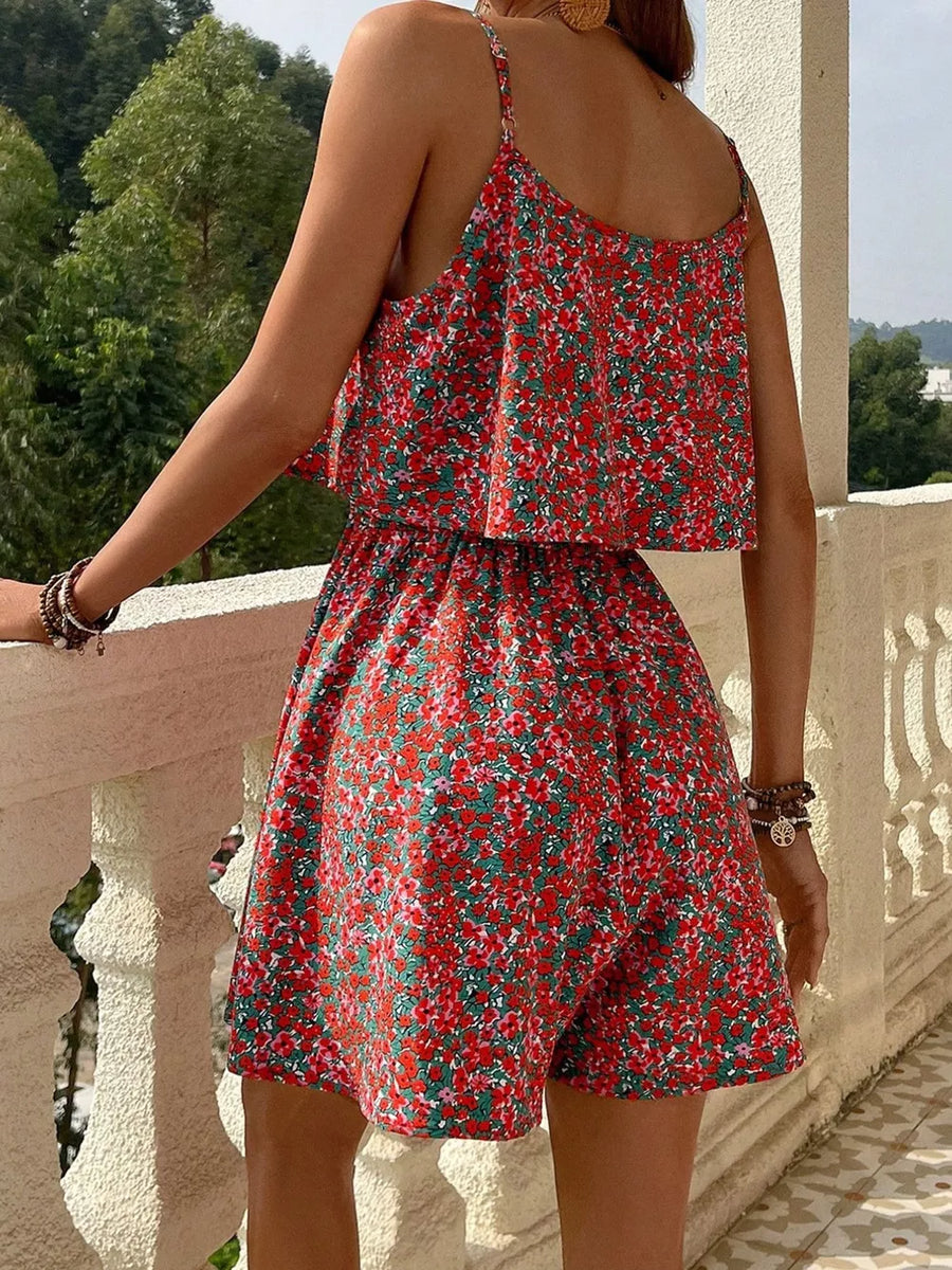 Floral Print Spaghetti Strap Romper option 6