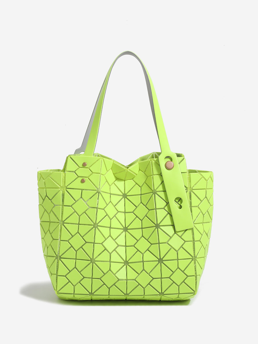 Geometric Lattice Structured Handbag Tote Bag in Green with structured