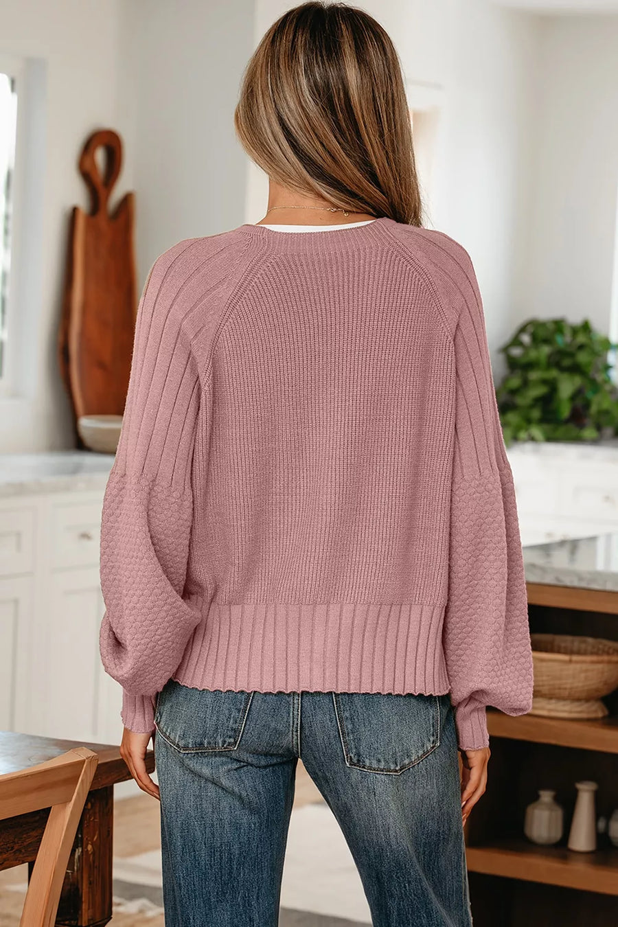 classic cardigan in Dusty Pink with v-neck