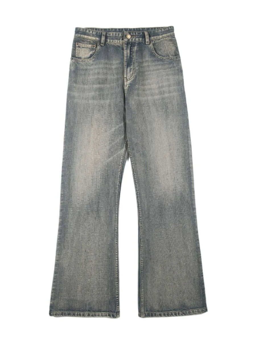 Wide-leg vintage wash denim jeans in Vintage Blue with a comfortable fit.
