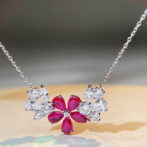 necklace in Blush Pink with floral and zircon embellishment