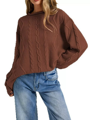 100% Acrylic Care instructions: Machine wash cold pullover sweater in Khaki with relaxed silhouette